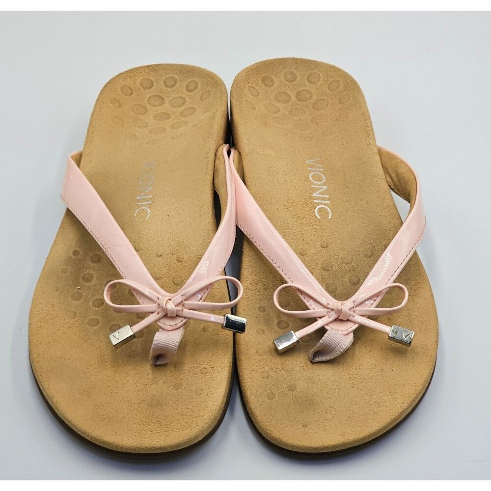 Vionic Women's Pink Bow Flip Flop Sandals Size 9 - Picture 9 of 16